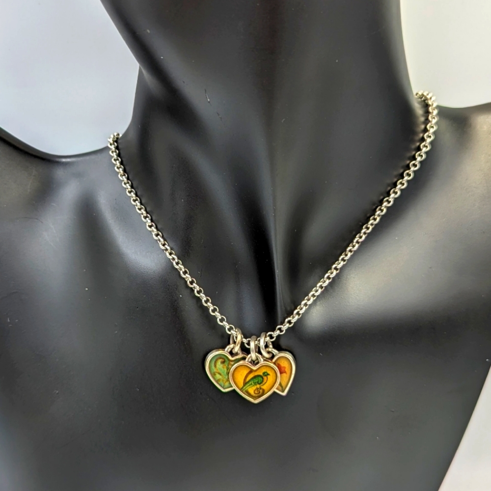 Brighton Piccadilly Heart Charm Silver Plate Toggle Clasp Necklace RETIRED 16"